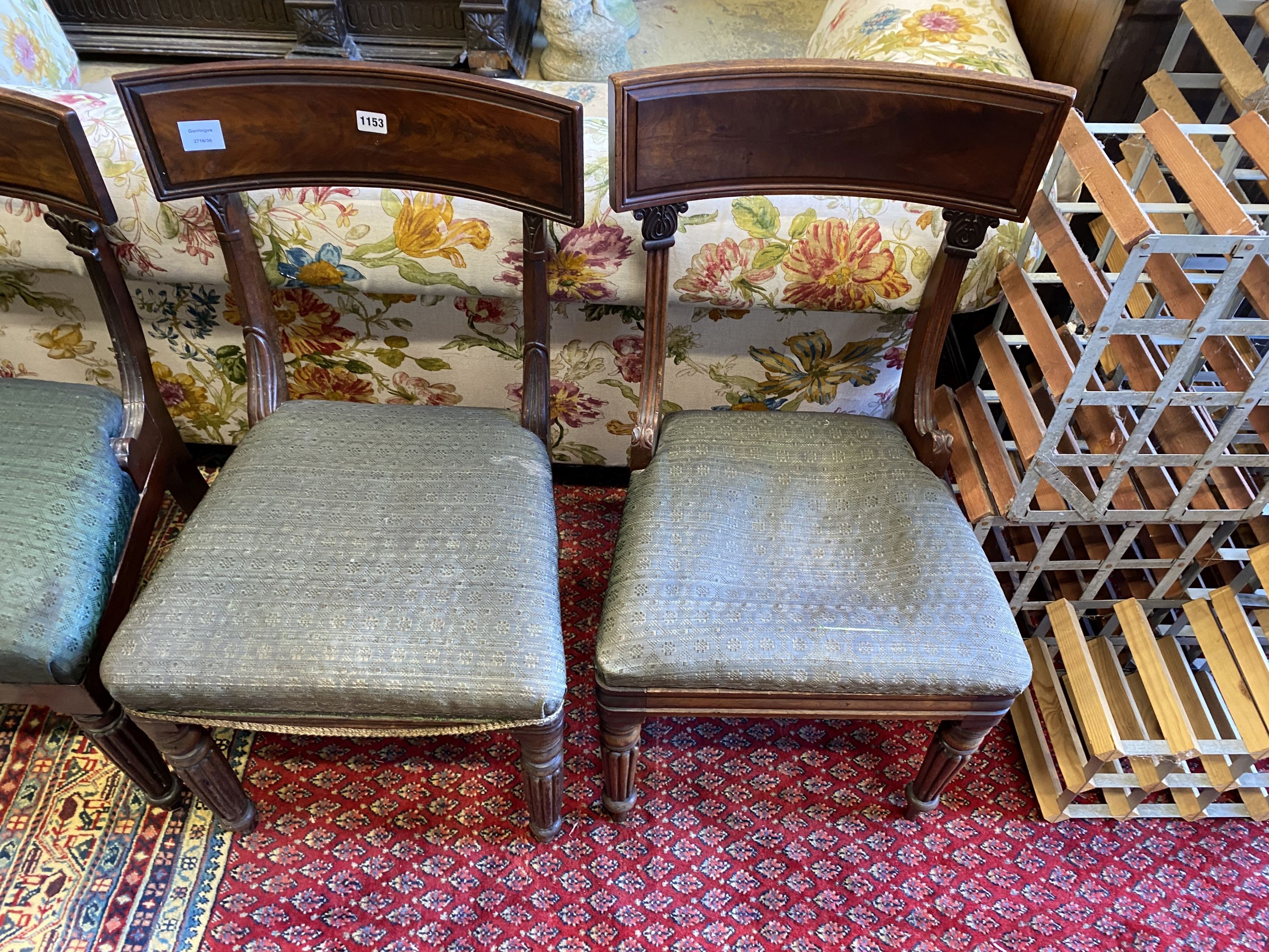 A harlequin set of eight early Victorian mahogany dining chairs